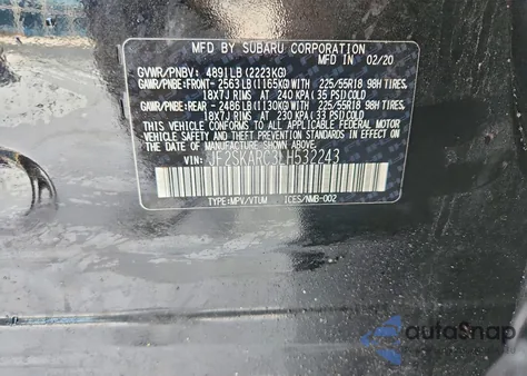 2020 Subaru Forester Sport из США, поврежденный, VIN JF2SKARC3LH532243